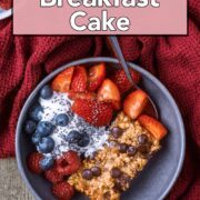 Oatmeal Breakfast Cake with a text overlay title.