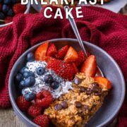 Oatmeal Breakfast Cake with a text overlay title.