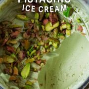 Ninja Creami pistachio ice cream with a text overlay title.