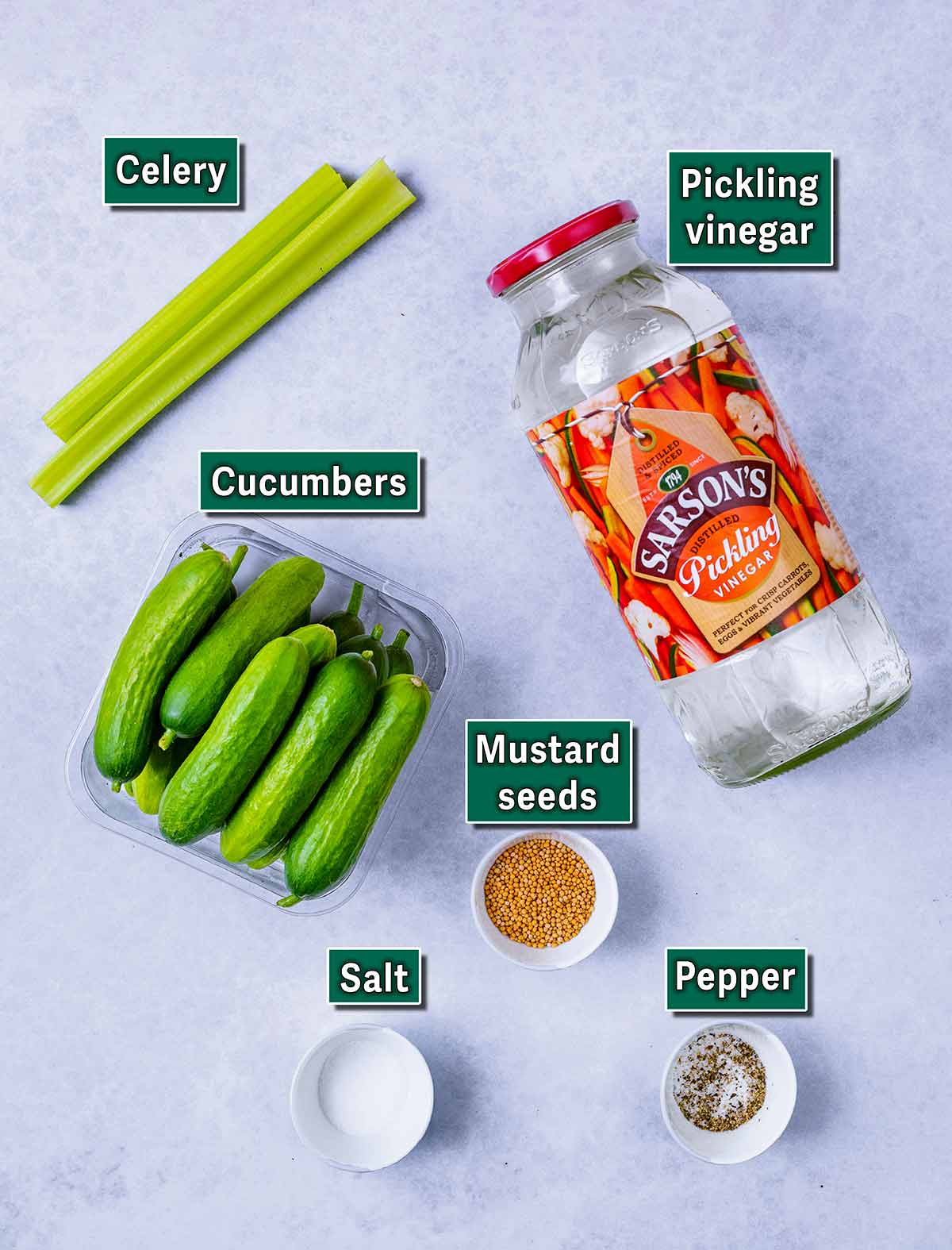 All the ingredients needed for this recipe each with text overlay labels.