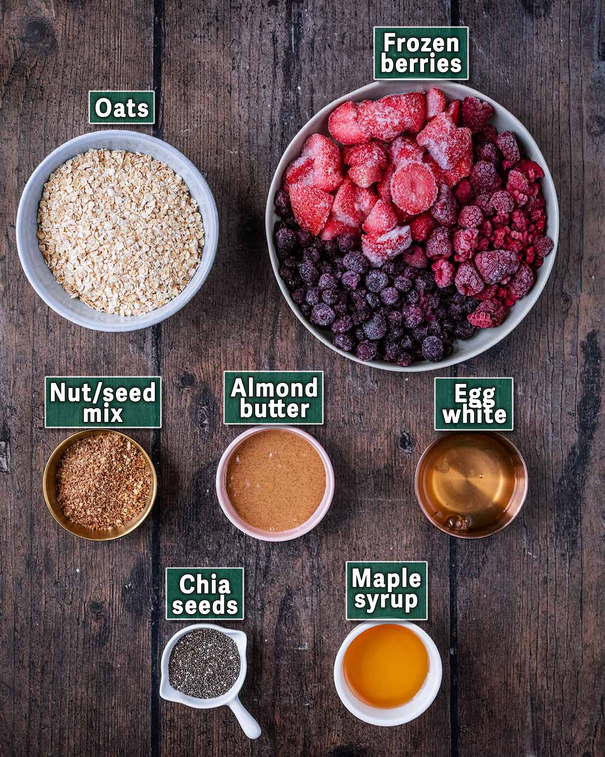 All the ingredients needed to make this recipe, each with a text overlay label.