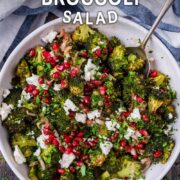 Roasted Broccoli Salad with a text overlay title.