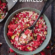 Superfood sprinkles with a text overlay title.