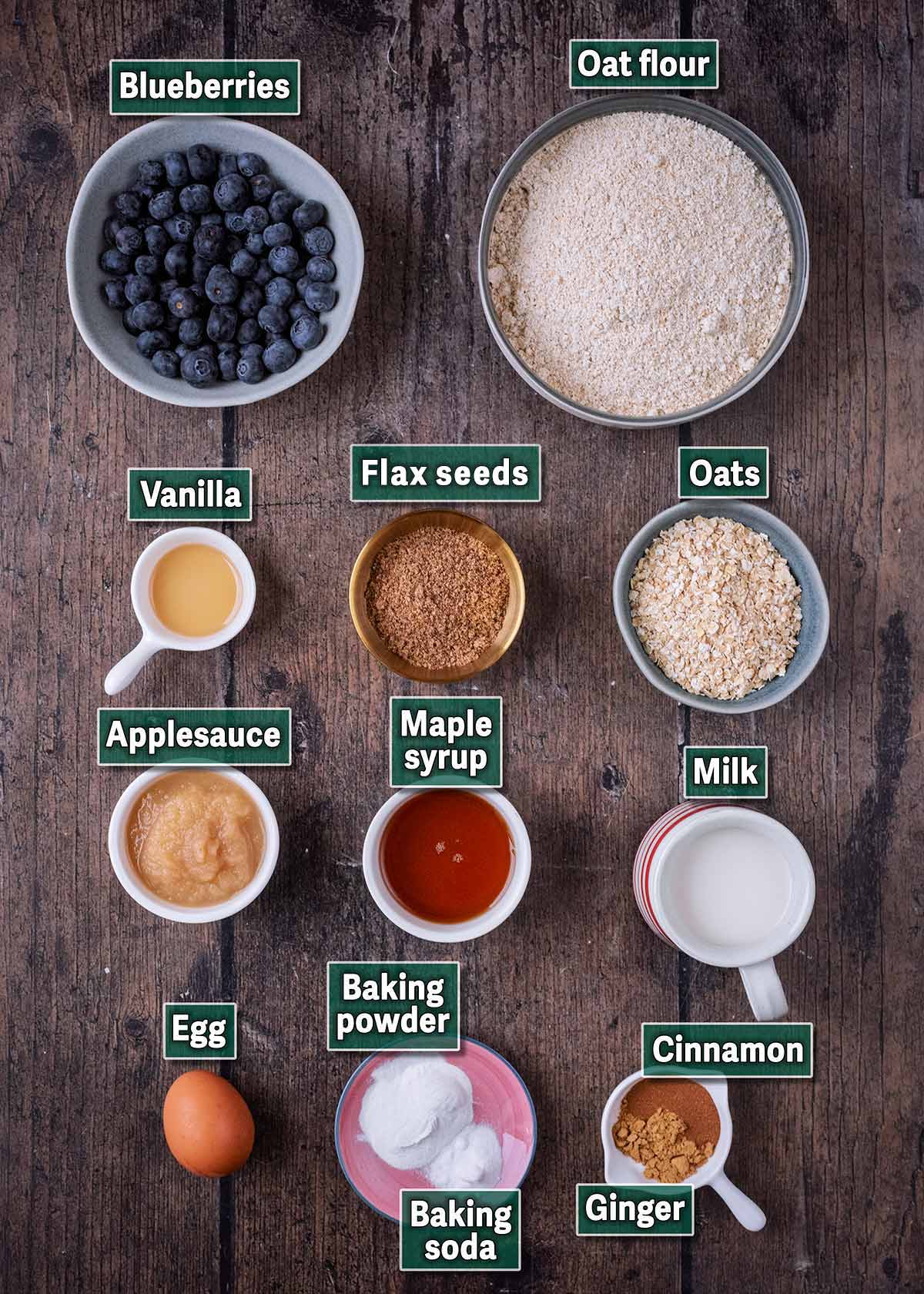 All the ingredients needed to make this recipe, each with a text overlay label.