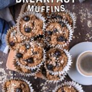 High fiber breakfast muffins with a text overlay title.