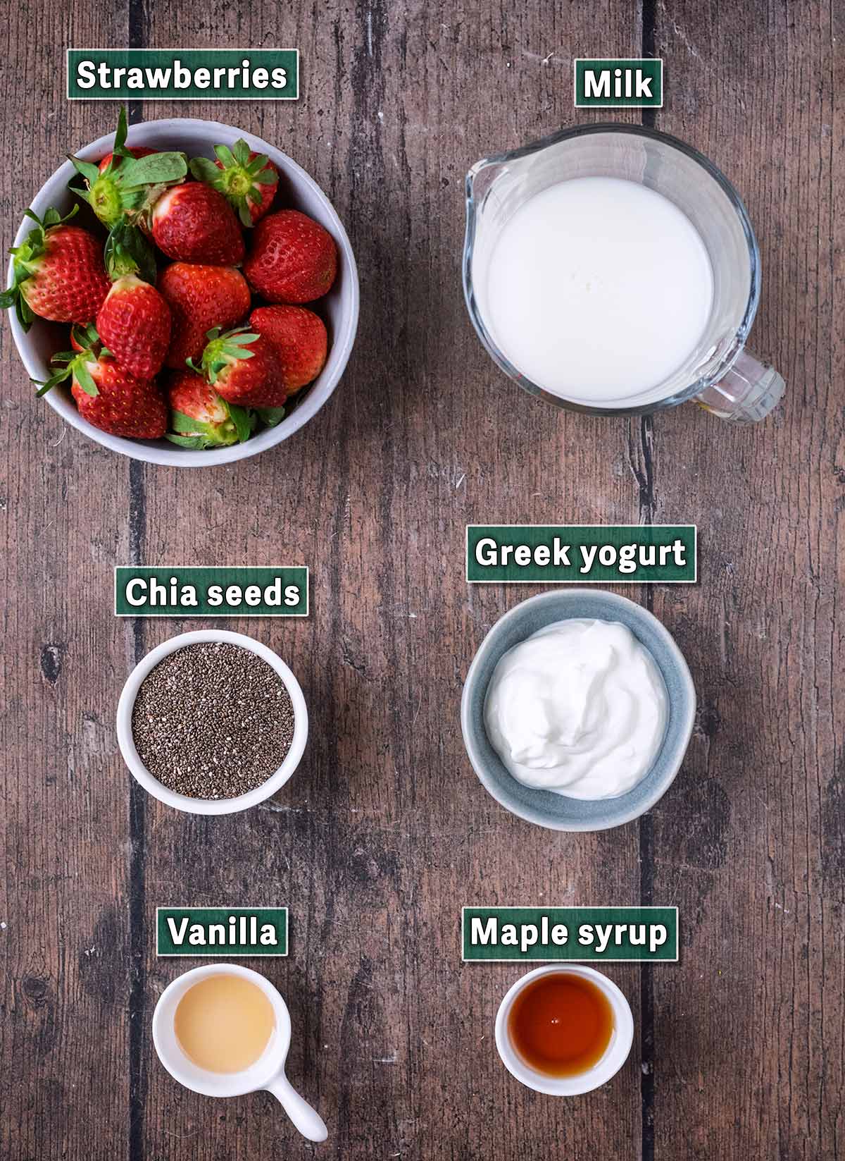 All the ingredients needed to make this recipe, each with a text overlay label.