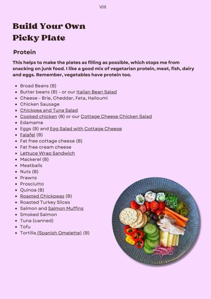 Sample page from the Picky Plate ebook.