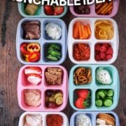 A collection of homemade lunchable boxes with a text overlay title.