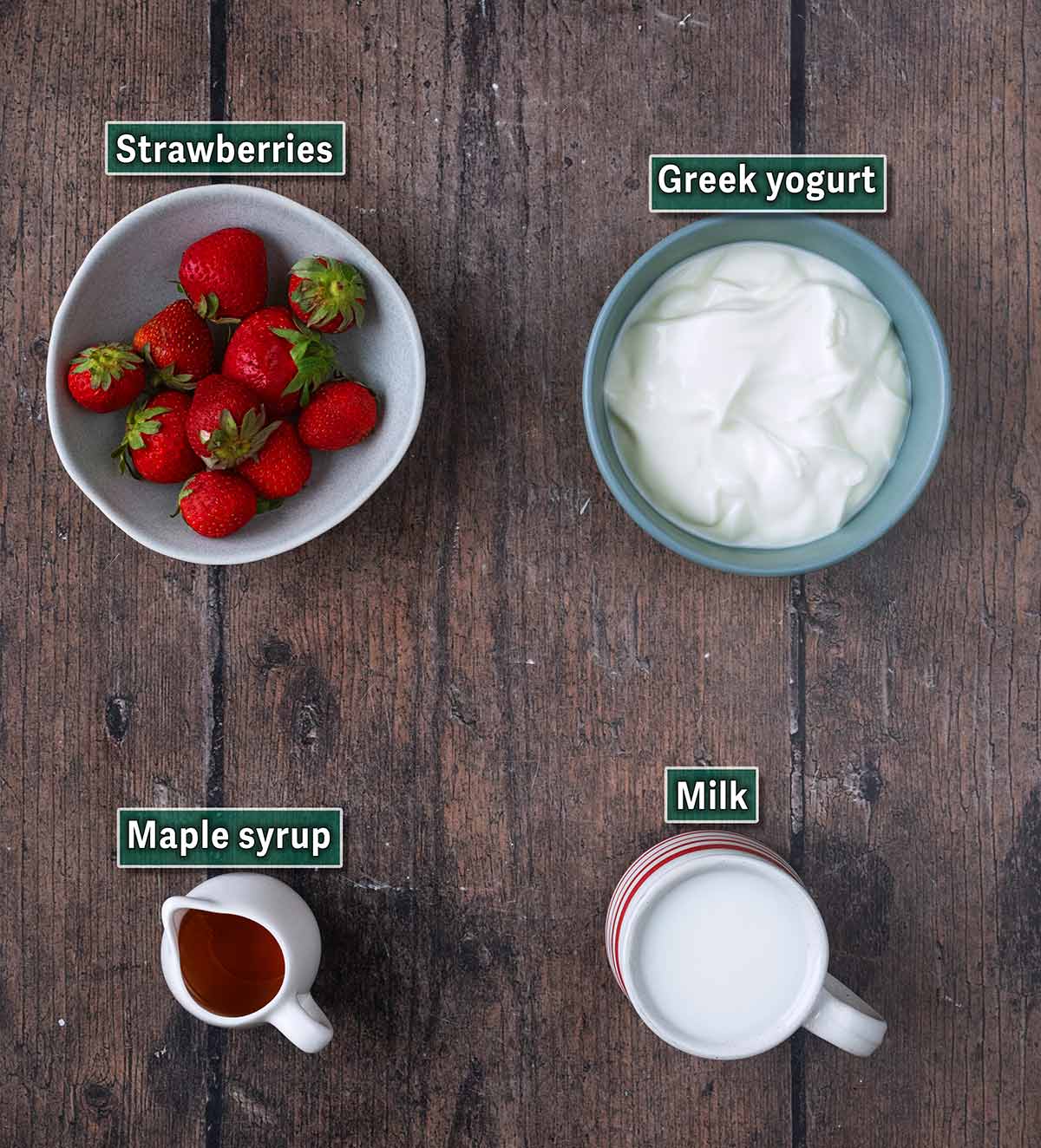 All the ingredients needed for this recipe with text overlay labels.