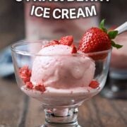 Ninja Creami strawberry ice cream with a text overlay title.
