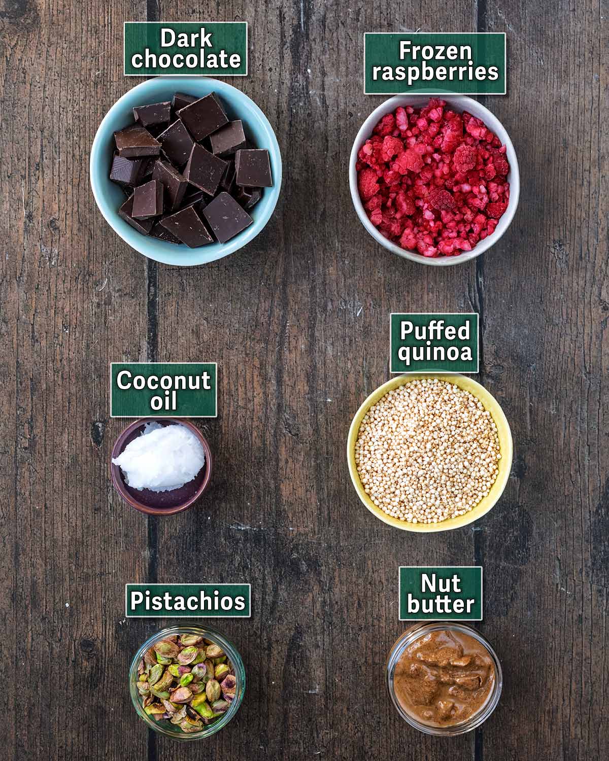All the ingredients needed for this recipe with text overlay labels.