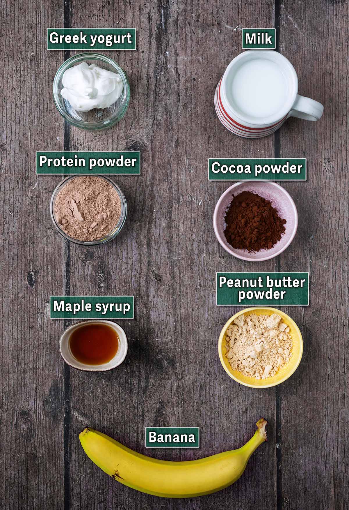 All the ingredients needed for this recipe with text overlay labels.
