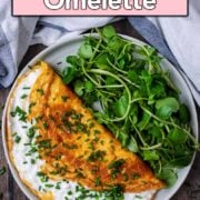 Cottage cheese omelette with a text overlay title.