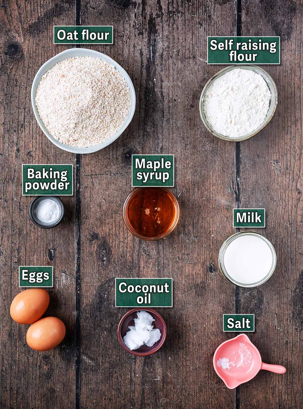 All the ingredients needed for this recipe with text overlay labels.