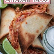 Baked Chicken Tacos with a text overlay title.