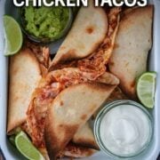 Baked Chicken Tacos with a text overlay title.