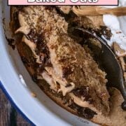 Banana baked oats with a text overlay title.