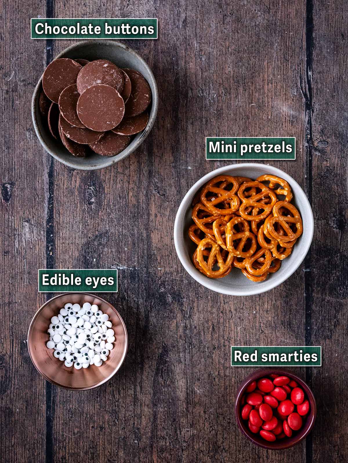 All the ingredients needed for this recipe with text overlay labels.