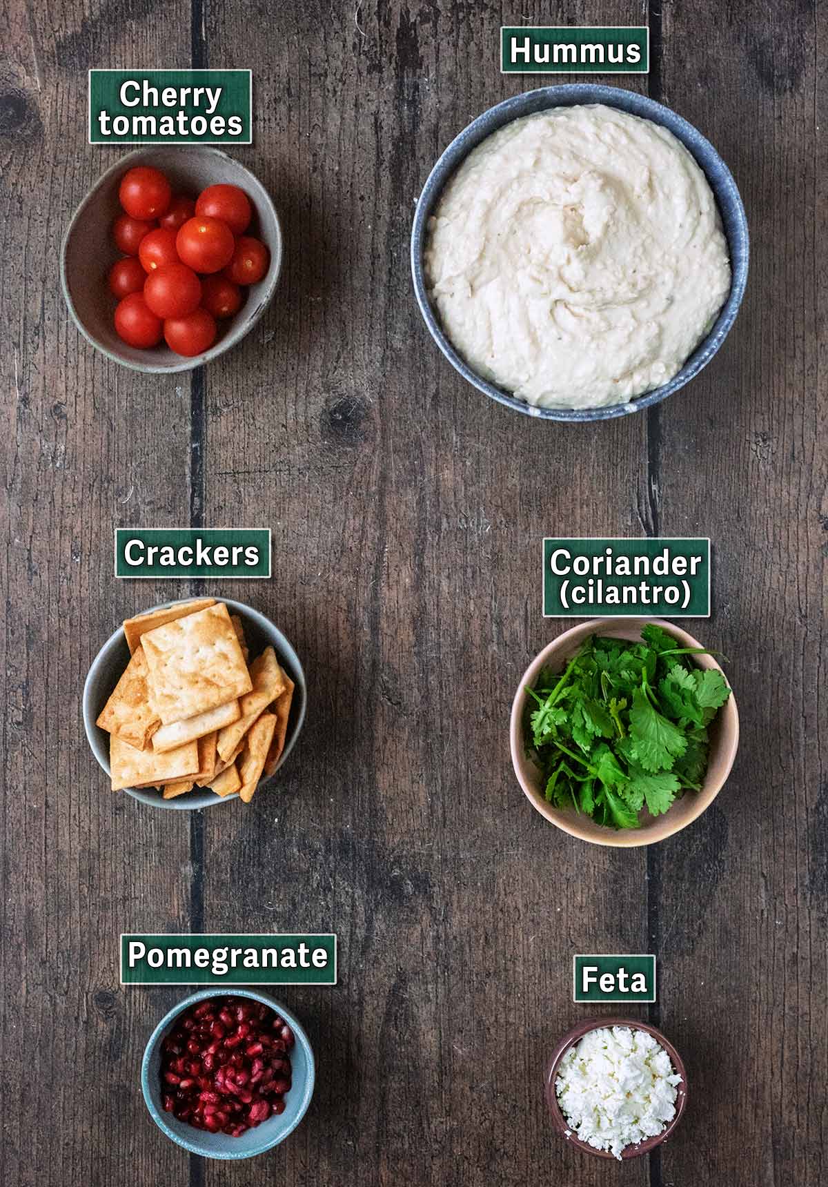 All the ingredients needed for this recipe with text overlay labels.