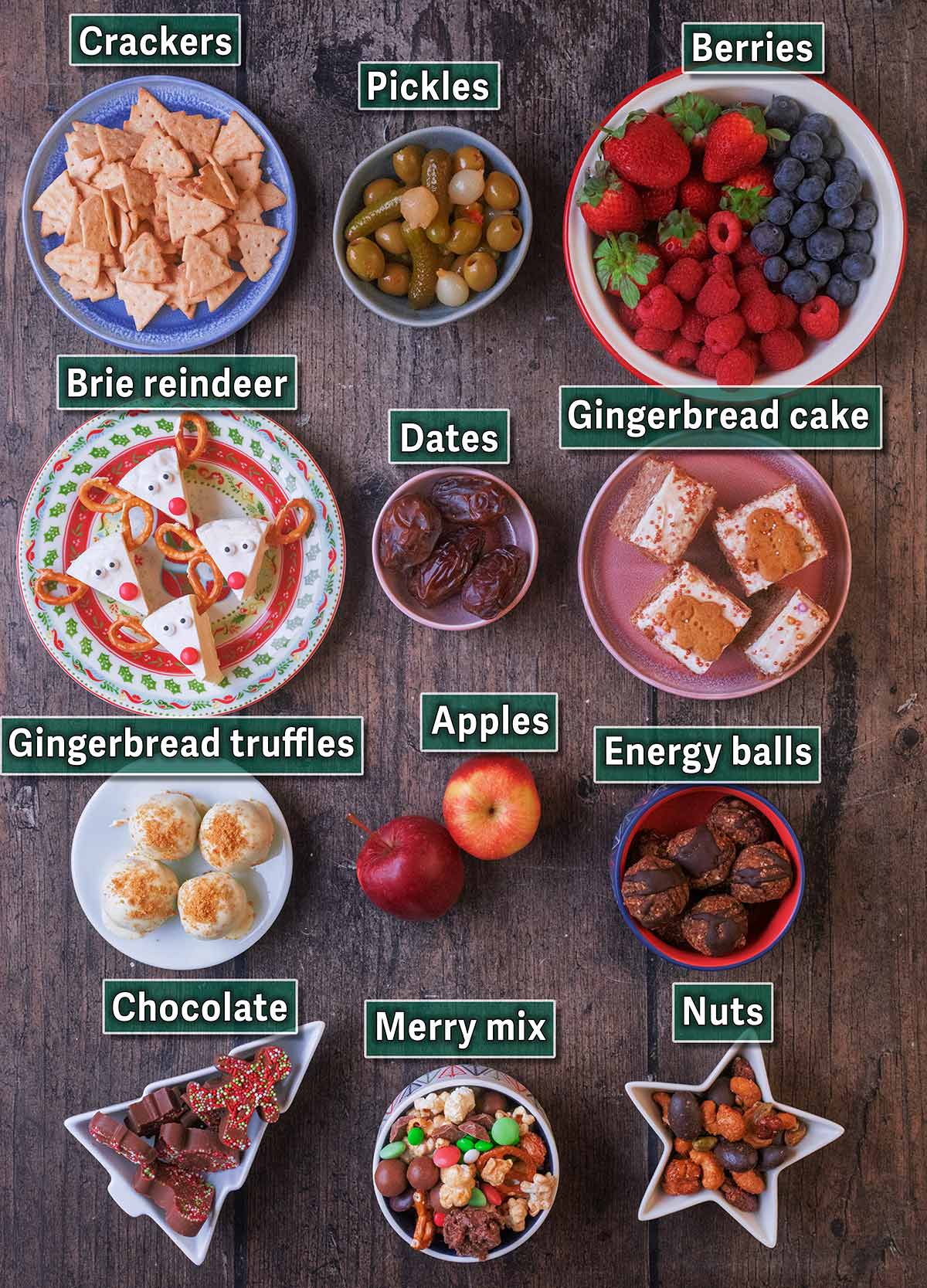 All the ingredients needed for this recipe with text overlay labels.