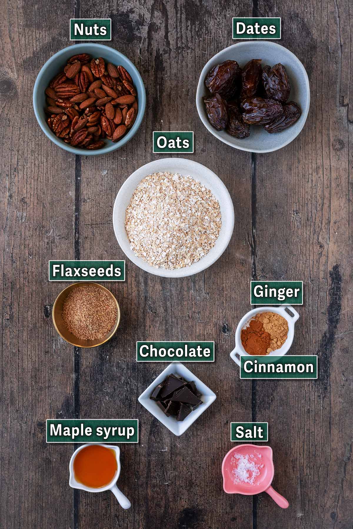 All the ingredients needed for this recipe with text overlay labels.