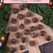 Gingerbread energy balls with a text overlay title.