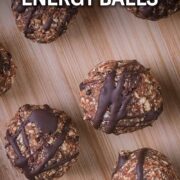 Gingerbread energy balls with a text overlay title.