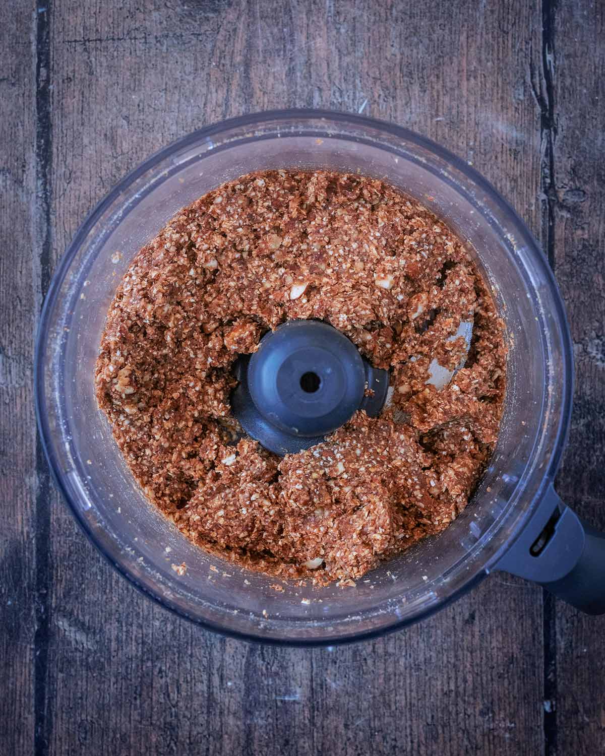 Everything processed together in the food processor.