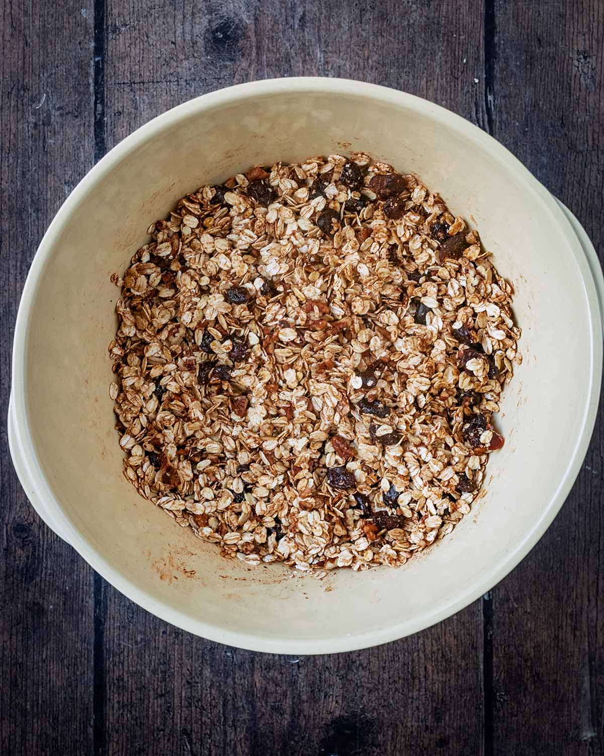 Everything mixed together in the bowl.