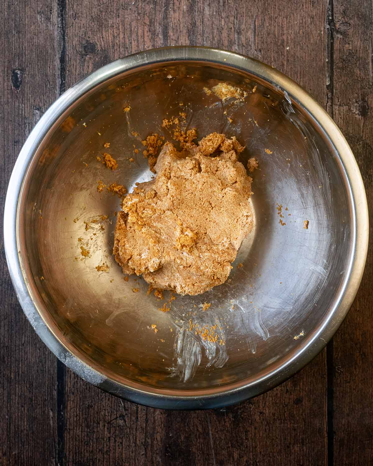 The crumbs and cheese combined to make a ball of dough.