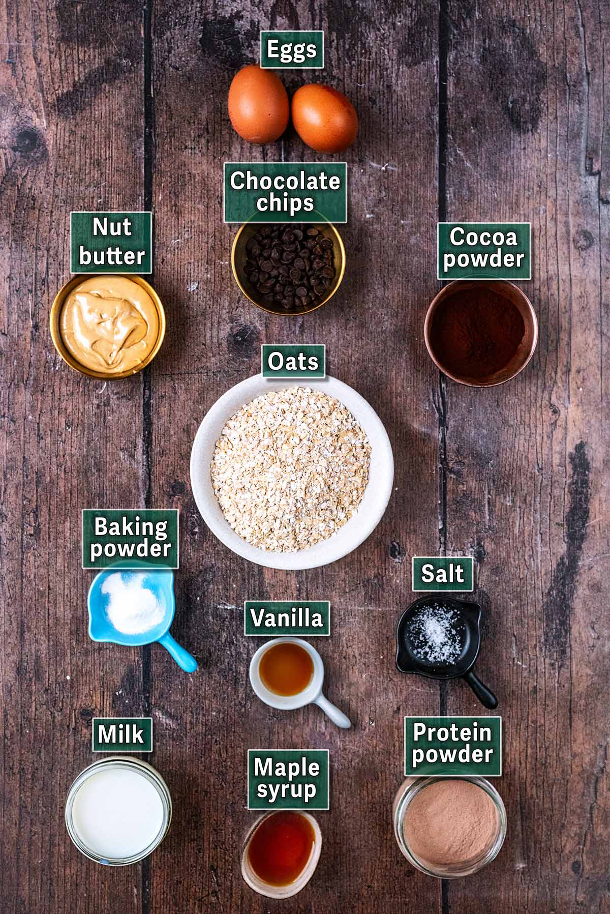 All the ingredients needed for this recipe with text overlay labels.
