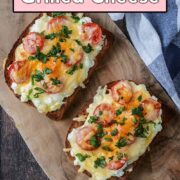 Cottage cheese grilled cheese with a text title overlay.