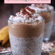 Banoffee overnight oats with a text overlay title.