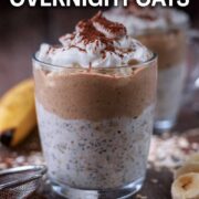 Banoffee overnight oats with a text overlay title.