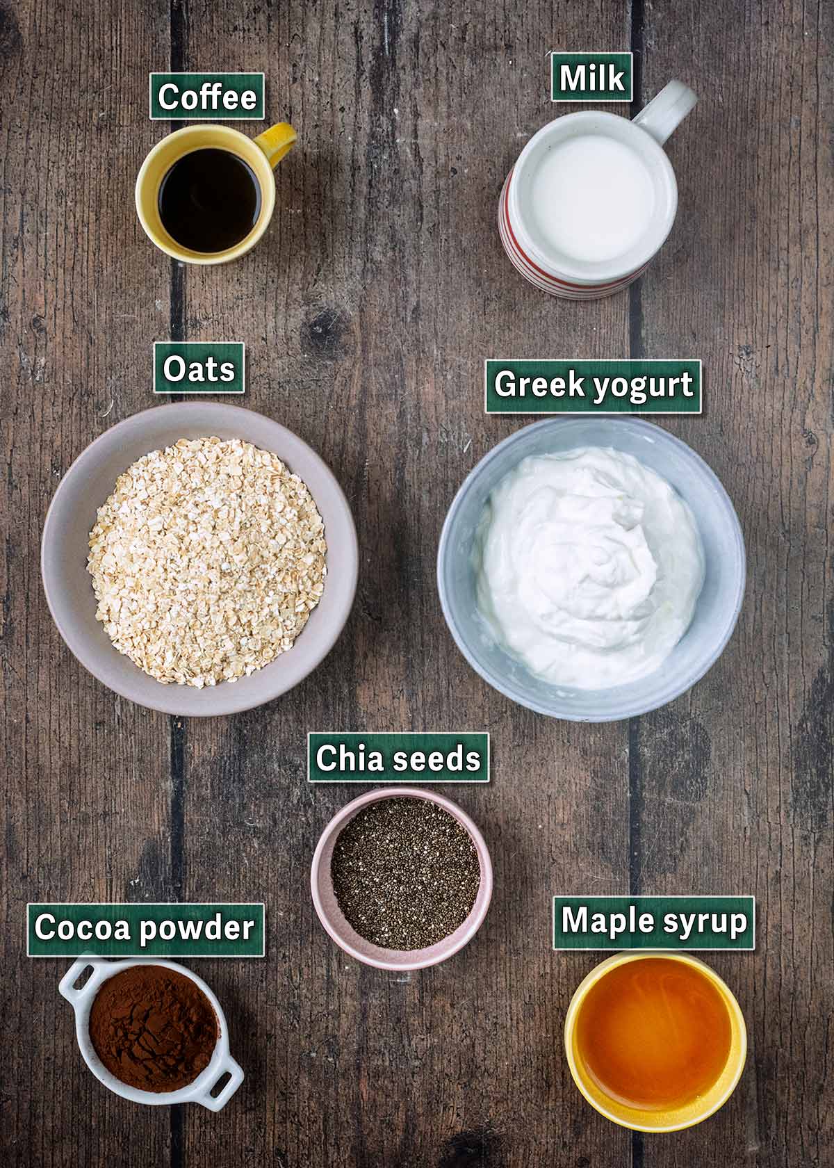 All the ingredients needed for this recipe with text overlay labels.