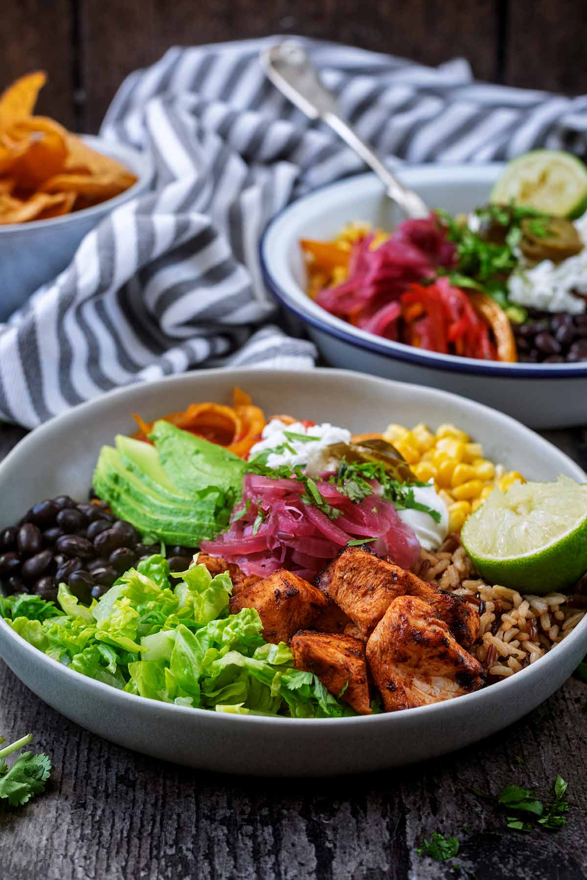 A fajita bowl with another one in the background.