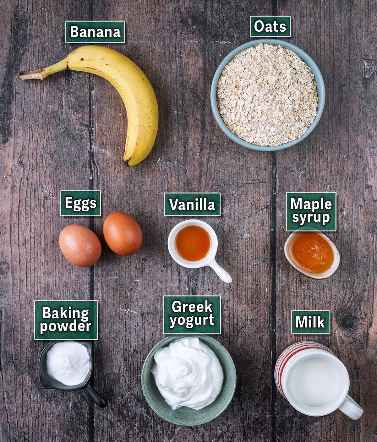 All the ingredients needed for this recipe with text overlay labels.