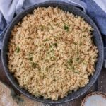 A bowl of cooked quinoa.
