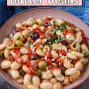 Marinated butter bens with a text overlay title.