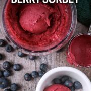 Ninja creami berry sorbet with a text overlay title.