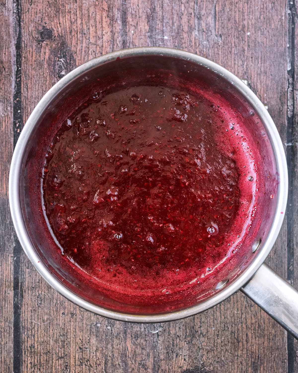 The berries all cooked down into a syrup consistency.