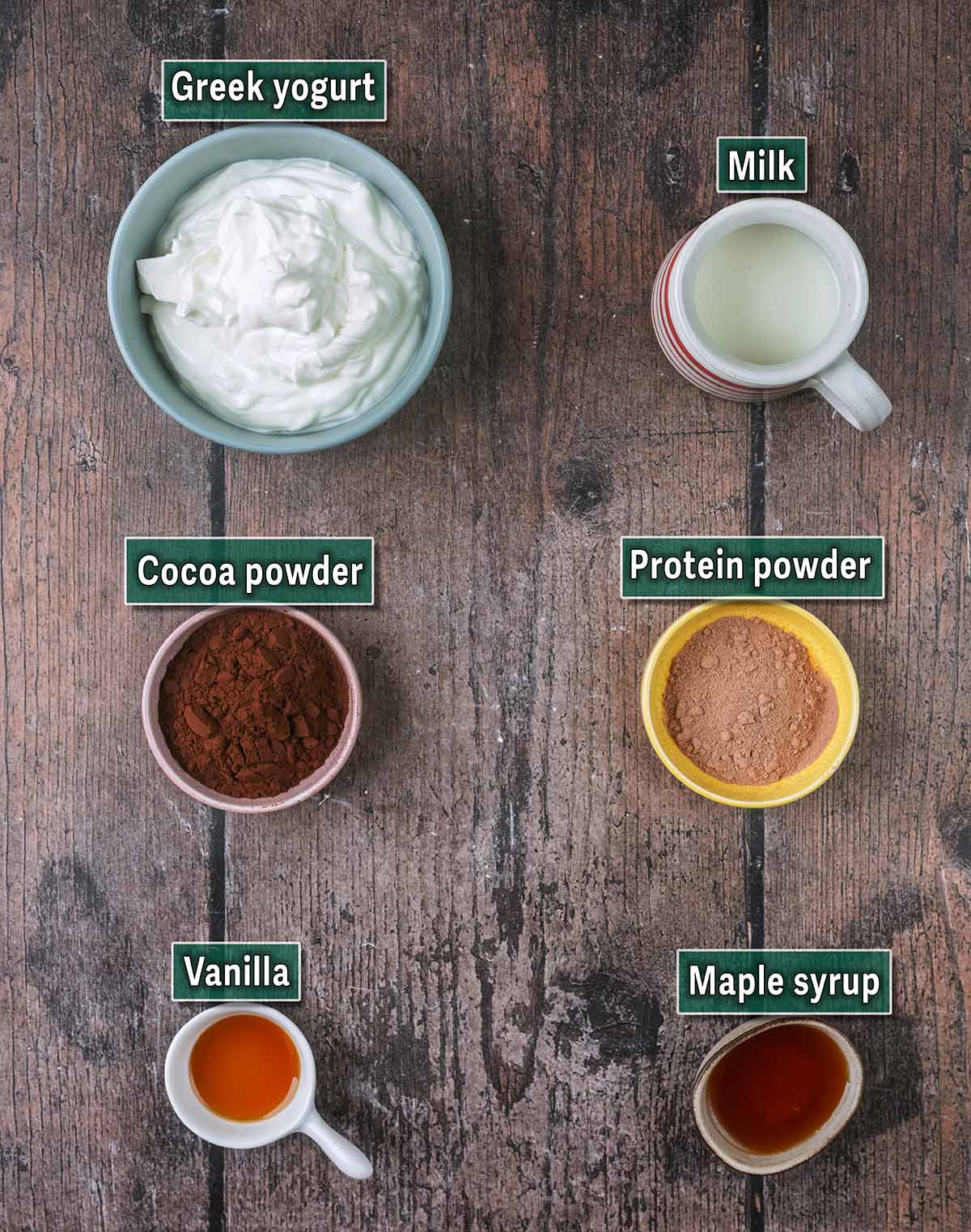 All the ingredients needed for this recipe with text overlay labels.