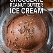 Ninja Creami chocolate peanut butter ice cream with a text overlay title.