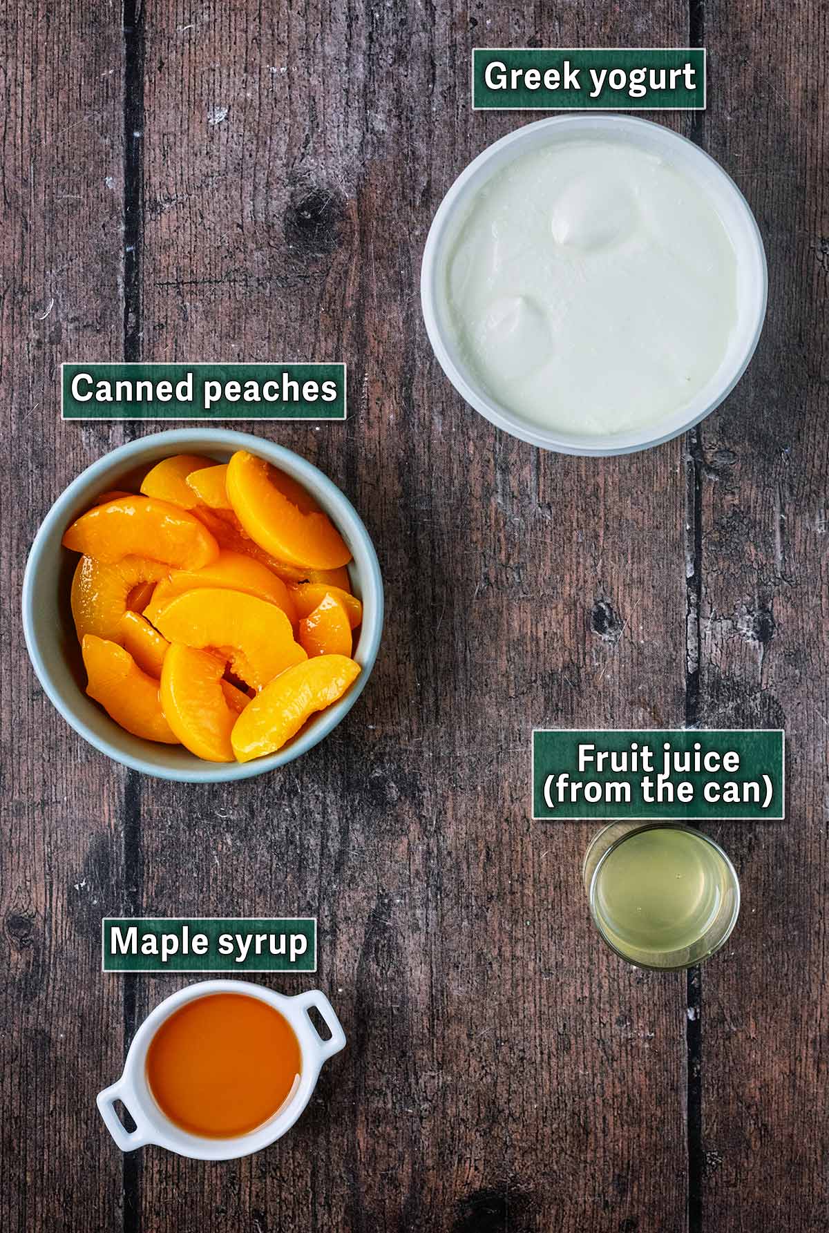 All the ingredients needed for this recipe with text overlay labels.