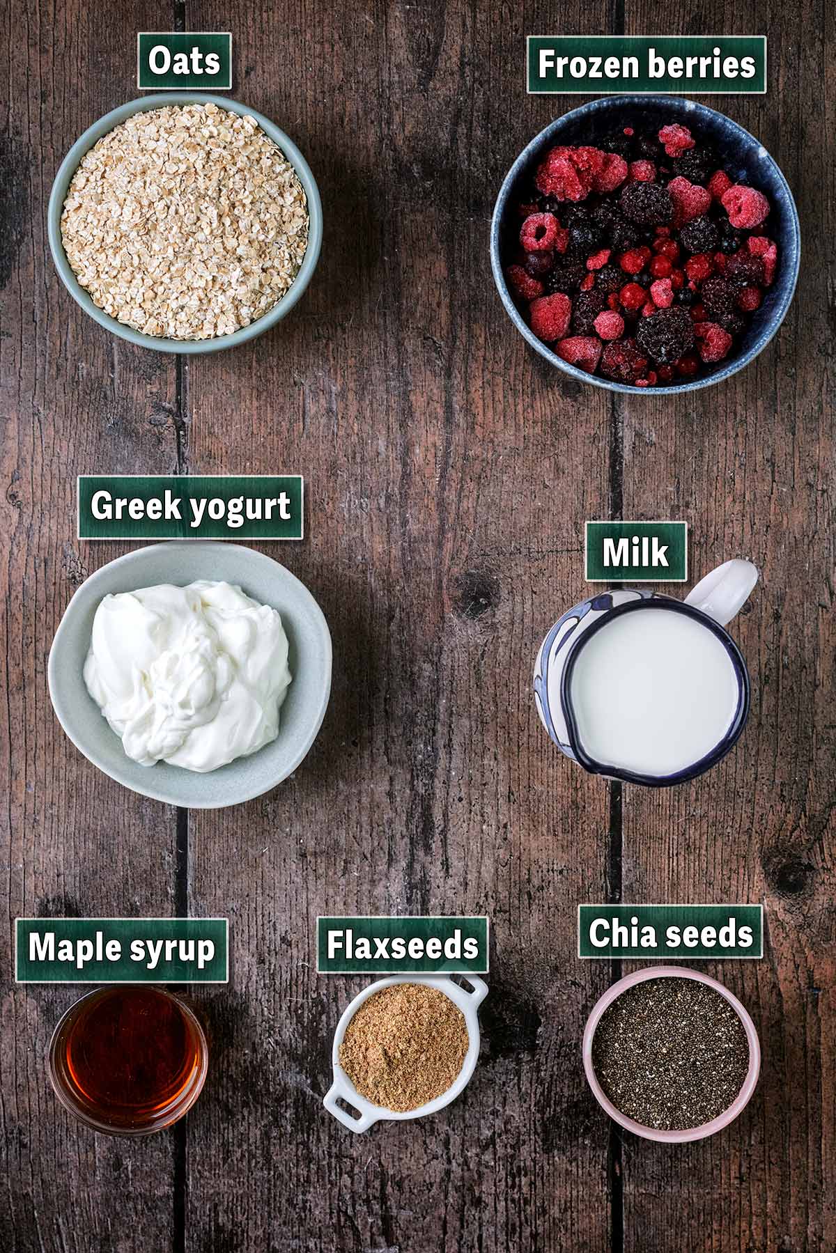 All the ingredients needed for this recipe with text overlay labels.