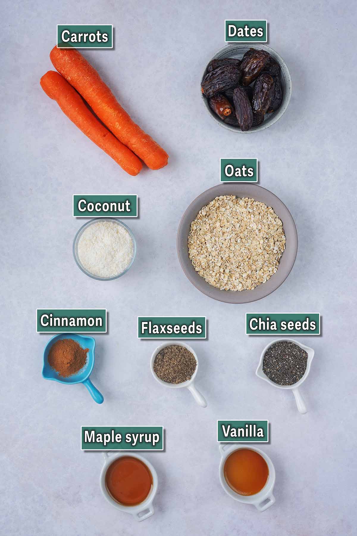 All the ingredients needed for this recipe with text overlay labels.