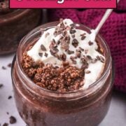 Chocolate cherry overnight oats with a text overlay title.