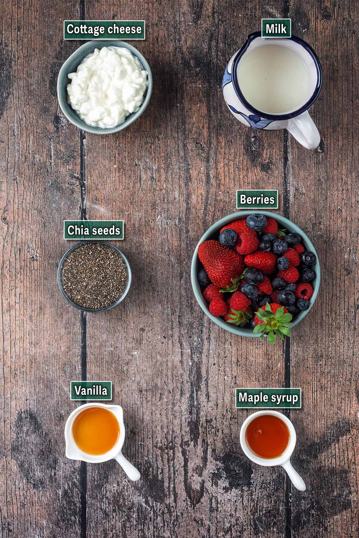 All the ingredients needed for this recipe with text overlay labels.