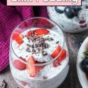 Cottage cheese chia pudding with a text title overlay.