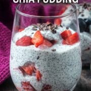 Cottage cheese chia pudding with a text title overlay.
